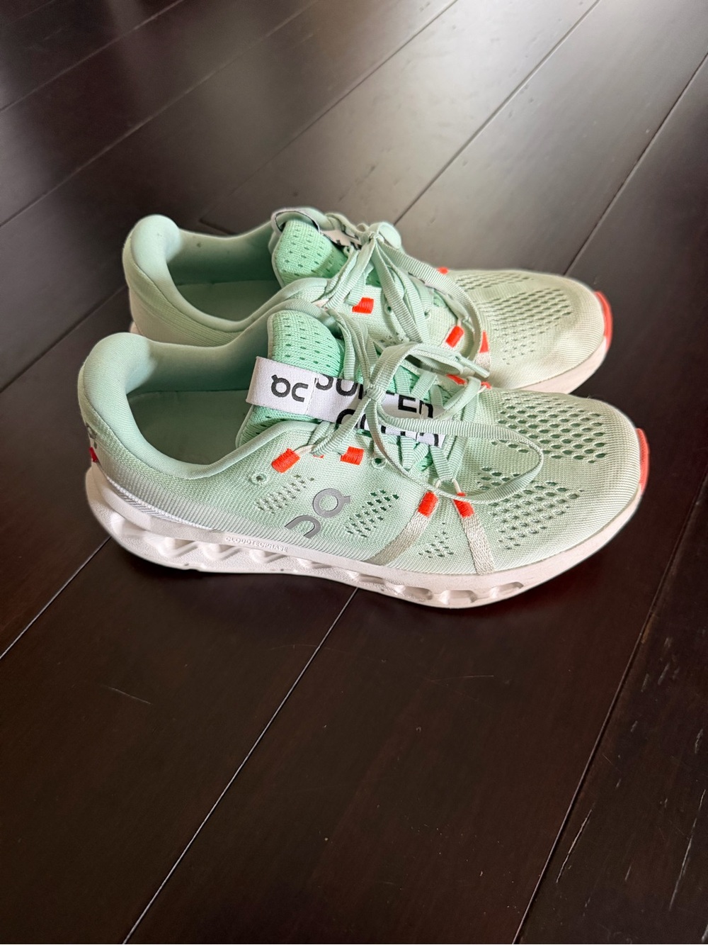 On Running Womens cloudsurfer running shoe in color creek/white